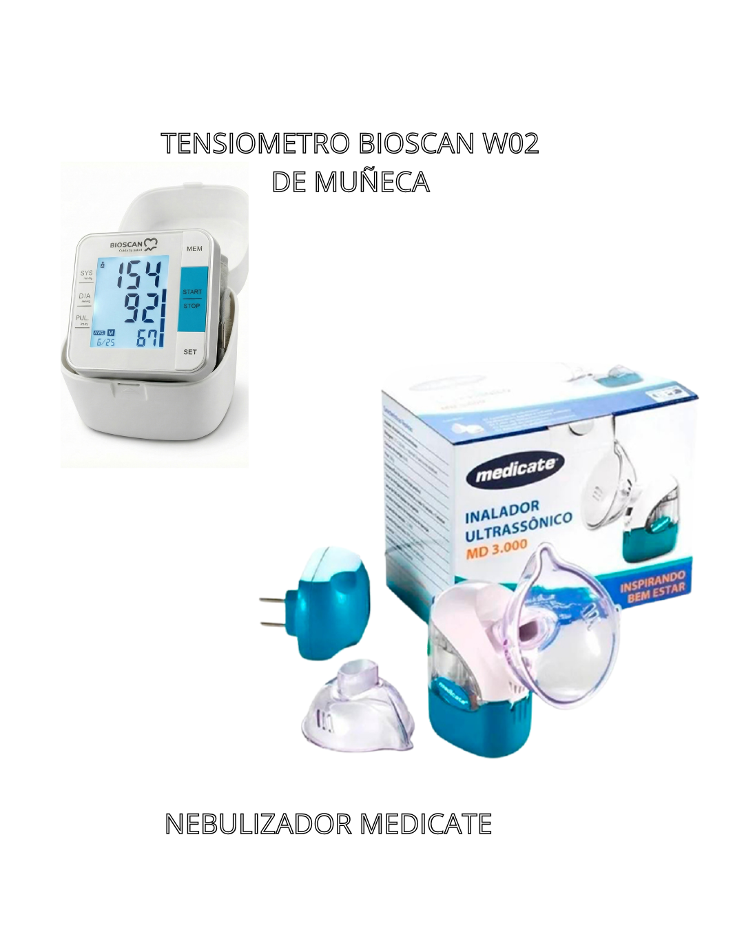 Kit Tensiómetro BIOSCAN W02 + Nebulizador Ultrasónico Medicate